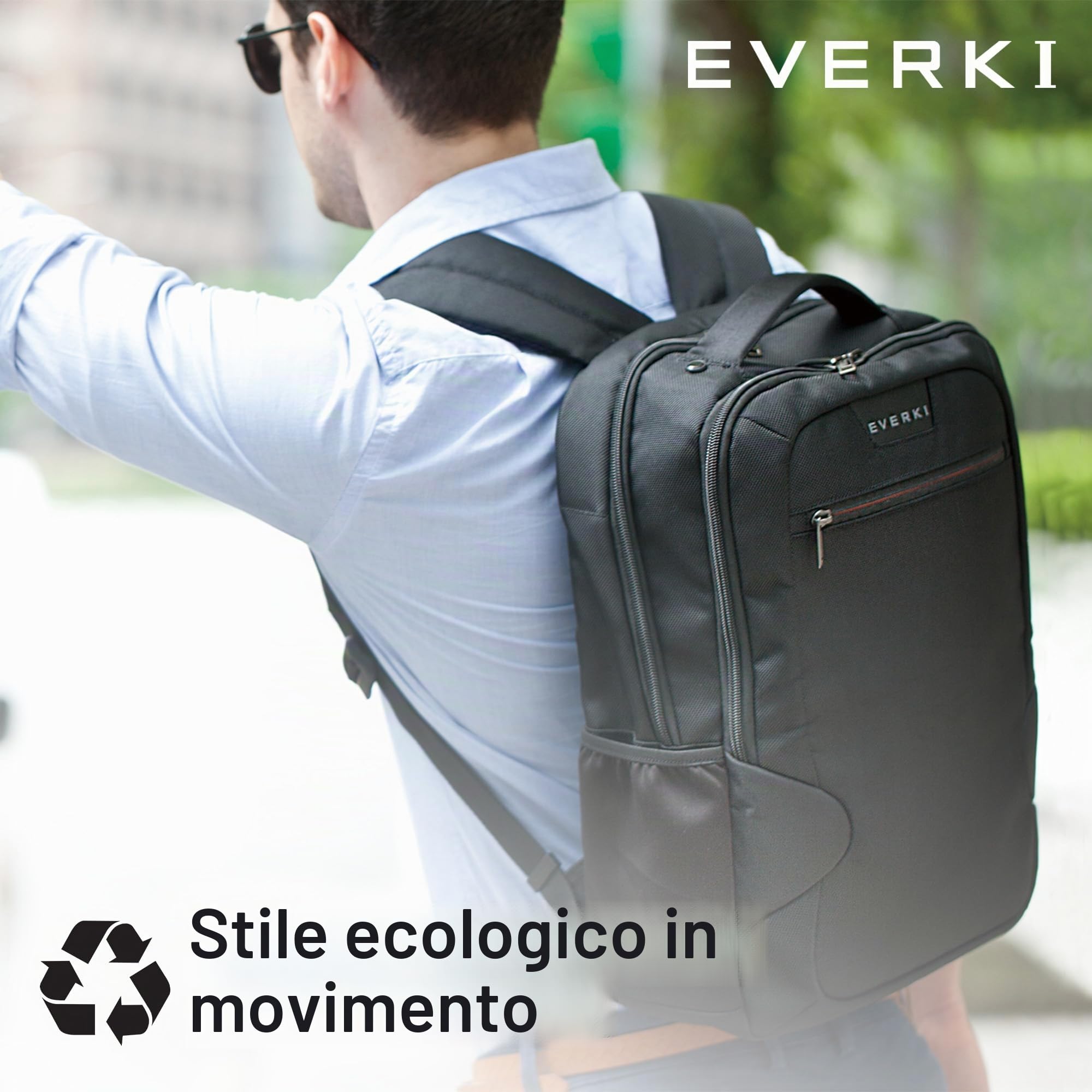 Everki Studio Slim zaino business per donna e uomo – zaino da viaggio, per MacBook Pro 15", borsa da lavoro idrorepellente – Nero (EKP118)