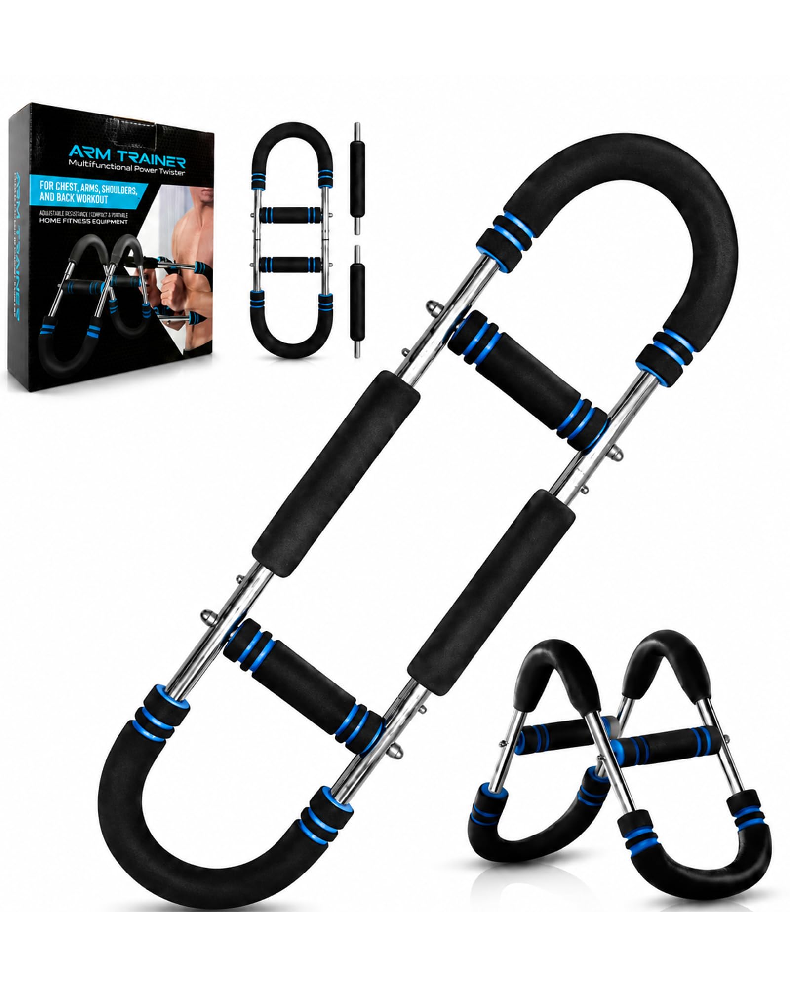Twister Arm Trainer & Chest Exerciser for Men, 10-110lbs Adjustable Chest Workout Equipment, Forearm Strengthener, Detachable Arm Exerciser, Home Gym Equipment for Upper Body Muscle Building