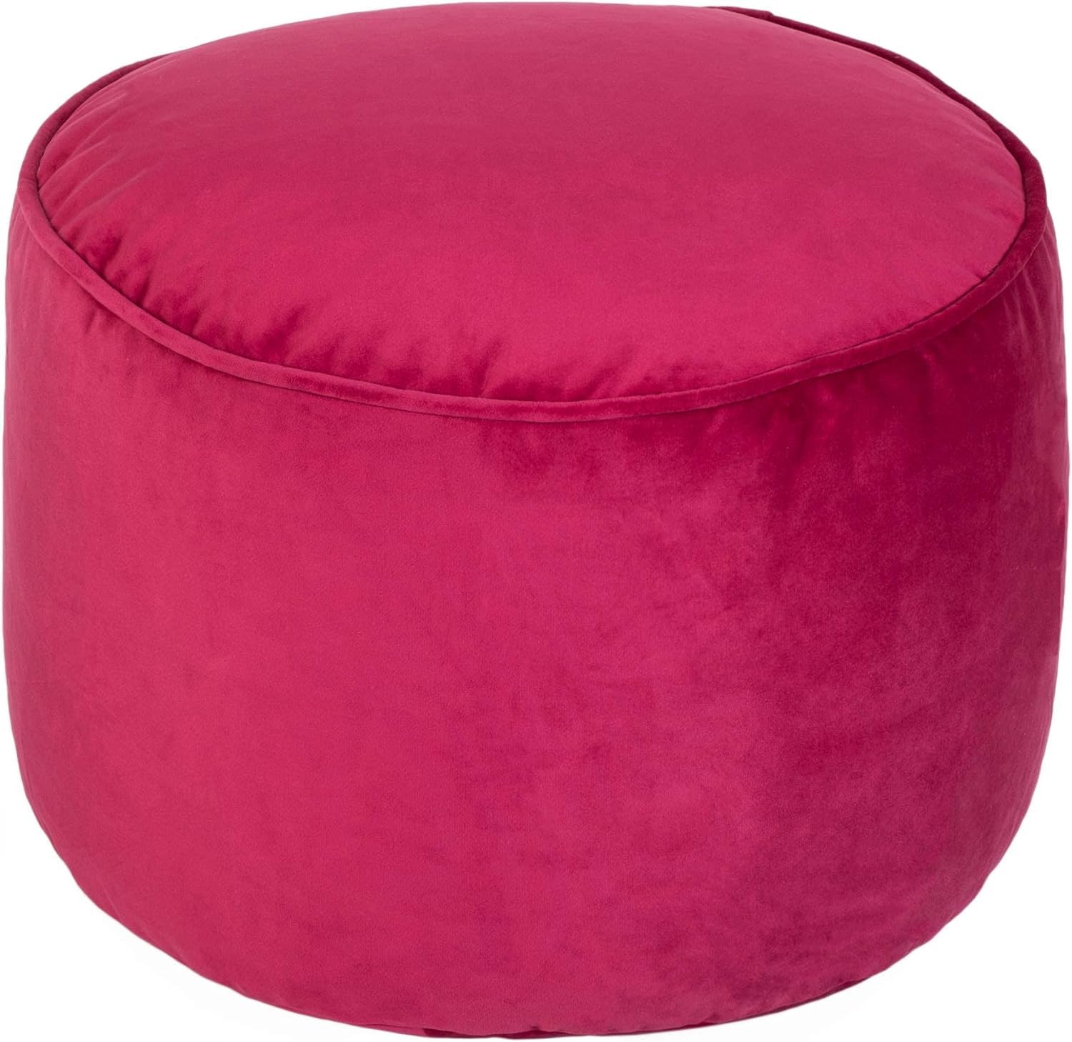 Premium Velvet Round Footstool | EPS Beans Filled Pouffe Ottoman | Soft & Elegant Look | Lightweight Footrest for Living Room Bedroom | Ready to Use Color- (Dark Pink)-image-17