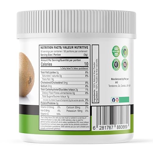 Miniatura 3 de AKI KIWI Polvo (5.29 onzas5.29oz), bueno en nutrientes y vitaminas, colorante alimenticio verde claro ideal para batidos de proteínas, jugo,