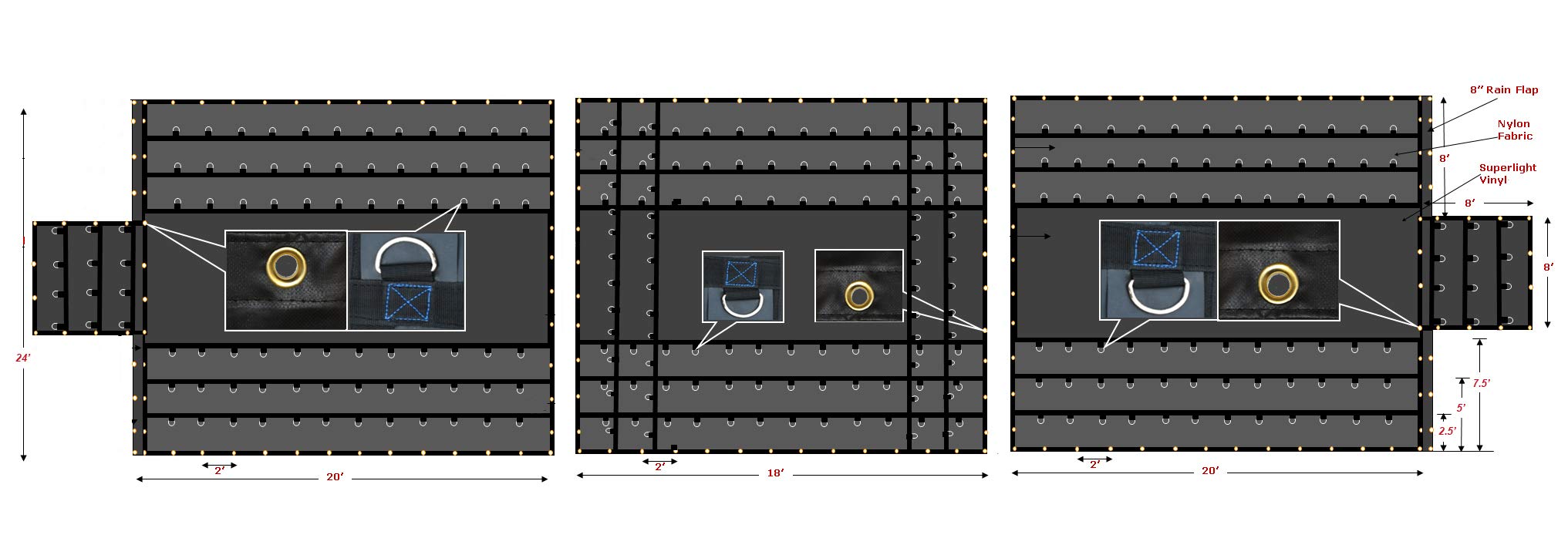 Mytee Products Airbag/Parachute Fabric 14oz 3pc Set 8ft Drop