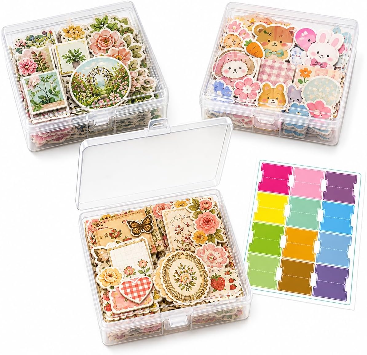 Sticker Organizer Box with Clear Snap-lid Design,3 Pack, Fits 3x3 Photocard