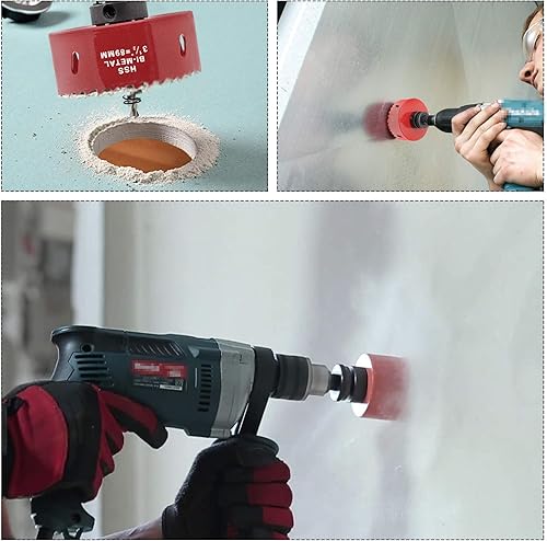 Miniatura 6 de Hordion Sierra de agujero de 6.102 in y 6.1 pulgadas con brocas y cenador, cortador de agujeros bimetálico resistente para tableros de cornhole y