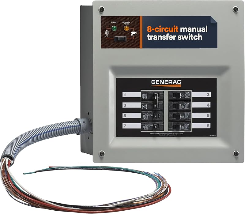 Interruptor de transferencia manual del generador portátil HomeLink de 30 amperios | Panel precableado interior, 8-10 circuitos, actualizable, fácil instalación, alimentación de respaldo para el hogar, resistente a la intemperie