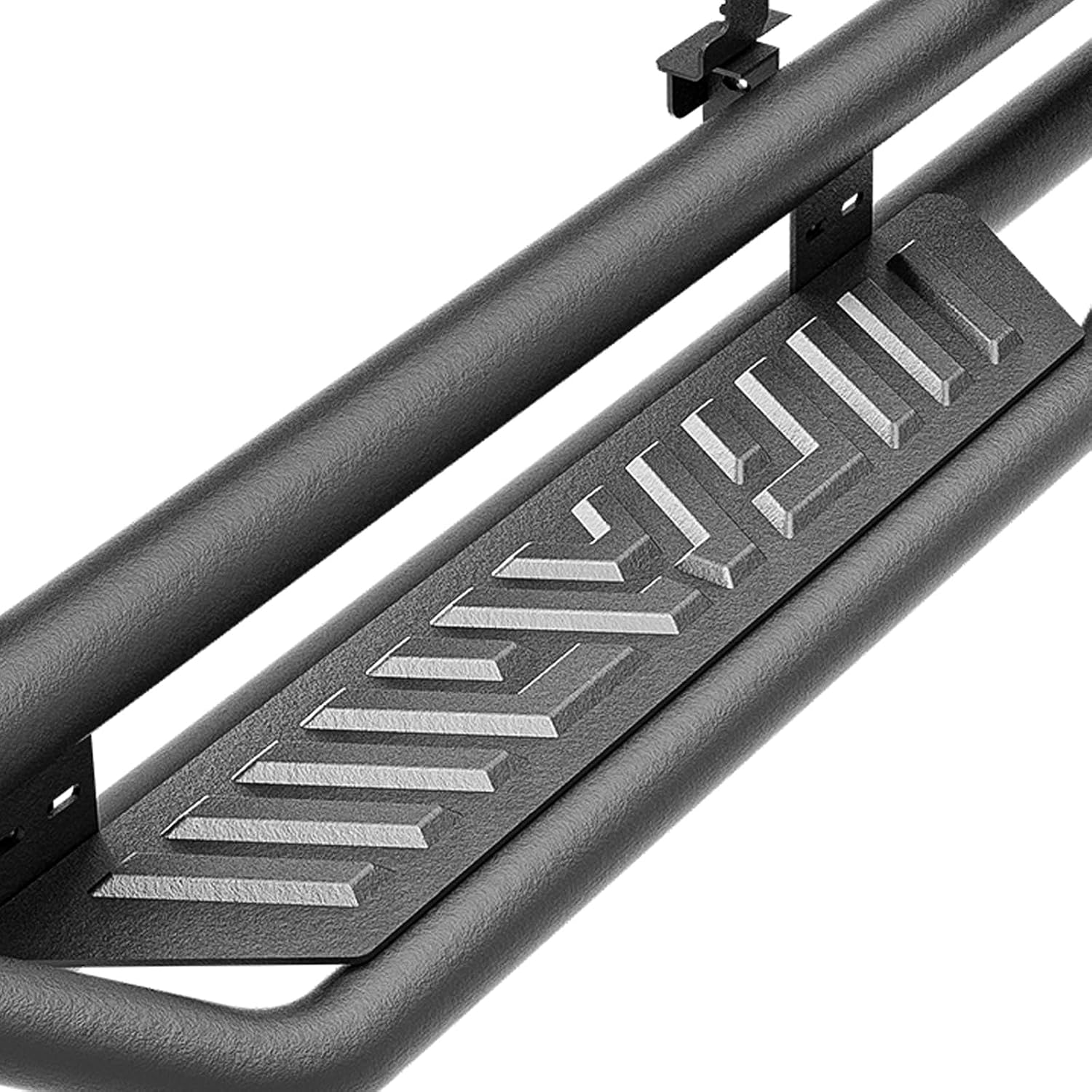 Crew Cab Running Boards Side Steps Compatible for 2007-2018 Chevy Silverado & GMC Sierra 1500, 2007-2019 Chevrolet Silverado & GMC Sierra 2500 3500 CrewCab Nerf Bar, Two Stairs Design Star Logo