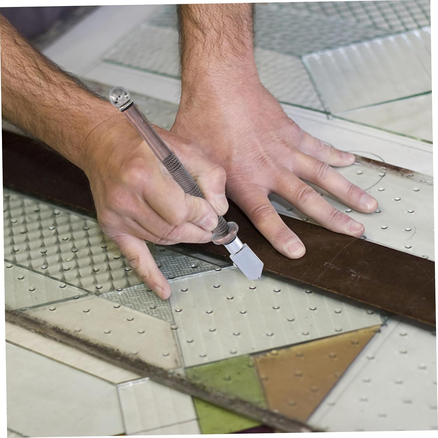 Roller Glass Cutter Hand Tool Scoring Wheel Precision Tile Cutting Tool for Glass and Porcelain Adjustable Grip for DIY Home Projects
