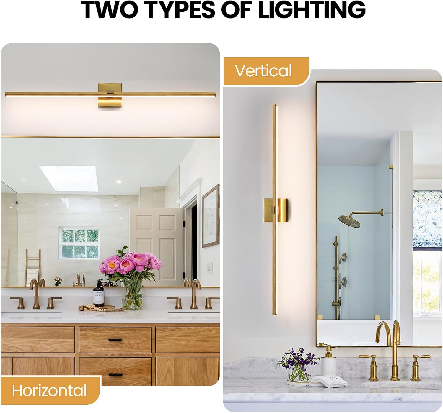 Modern Bathroom Lighting Fixtures Over Mirror - 39 Inch Brushed Gold Bathroom Vanity Light Fixture 3500K Dimmable LED Vanity Light Bar for Bath Wall Sconce, 28W