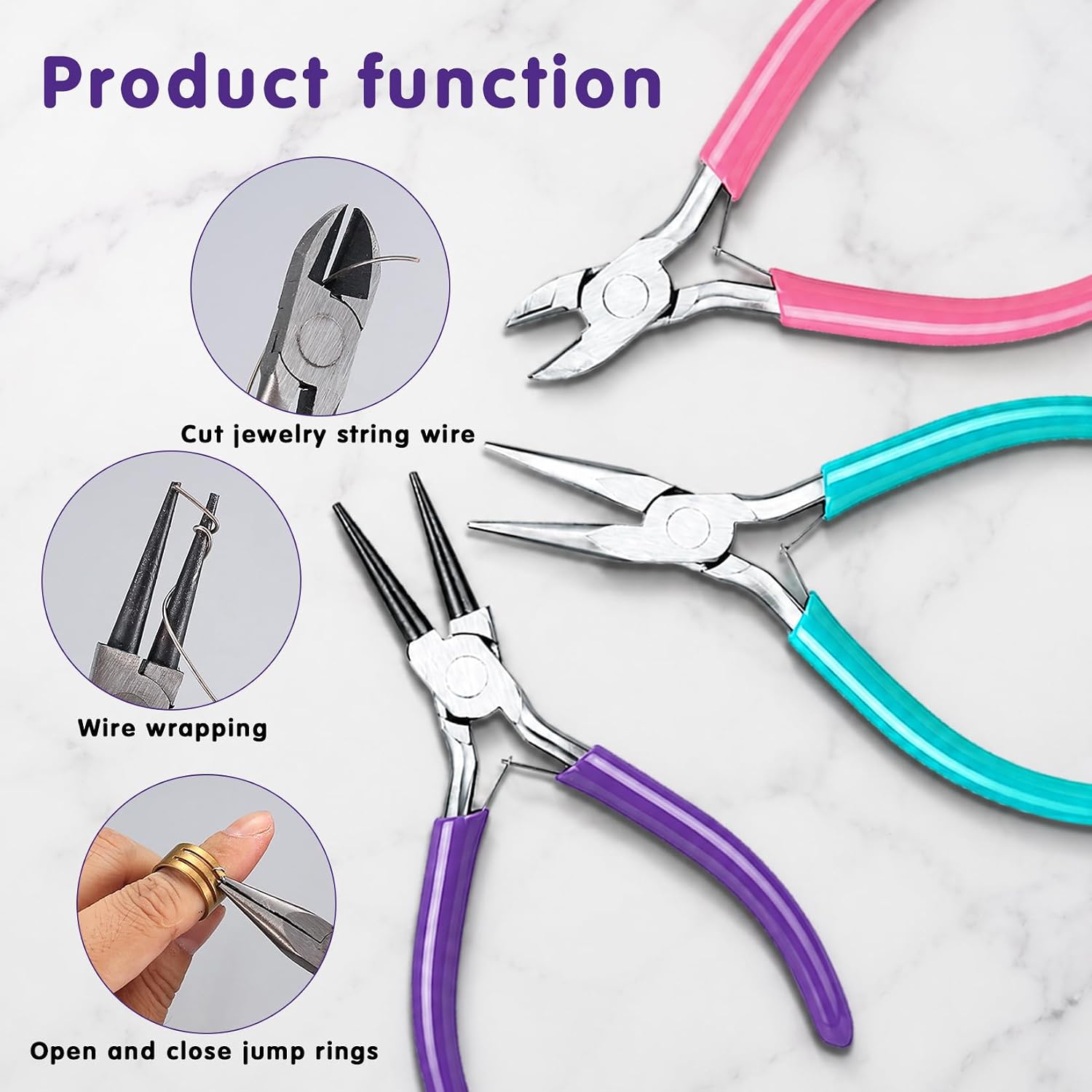 Pliers for Jewelry Making, 3Pcs Jewelry Pliers Set with Needle/Round Nose and Wire Cutters, Jewelry Making Plier Tools for Wire Wrapping Beading & Crafts