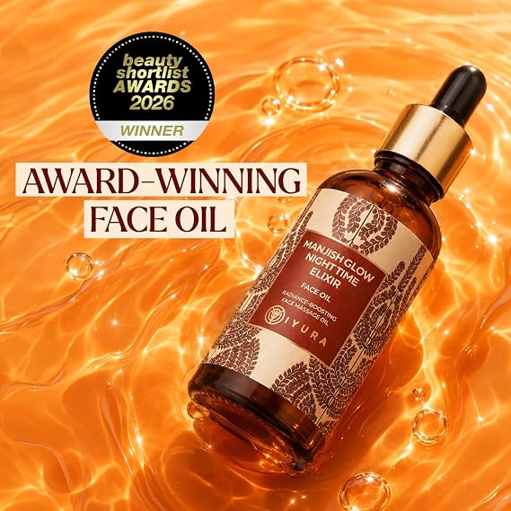 iYURA Manjish Glow Elixir - Traditional Glow-Boosting Face Moisturizer for an Instant Dewy Glow & Clear-looking skin Lightweight, 100% Natural Nighttime Face Oil, 1.69 fl oz