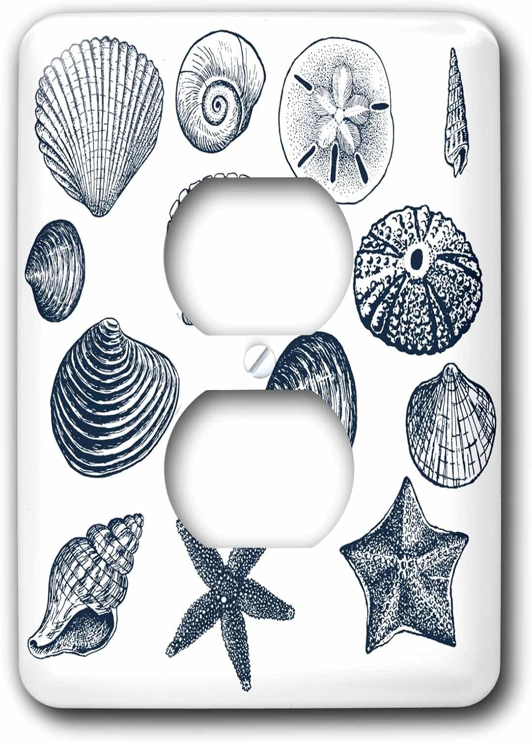 3dRose lsp_155830_6 Blue Sea Shells Nautical Beach Theme Ocean Art 2 Plug Outlet Cover