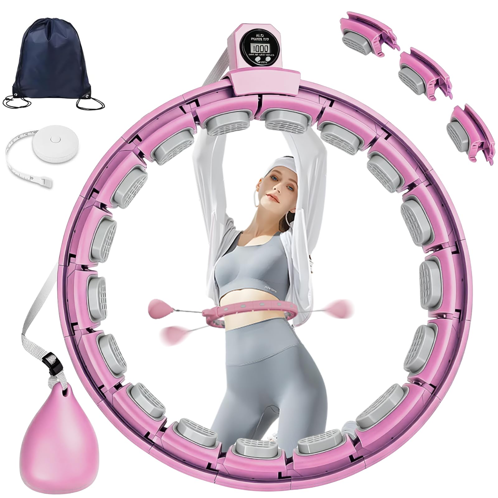 Fit Hoop Weighted Waist Circle Infinity Hoop with 11 18 Links 30-50 Inch for Adults Weight Loss Weighted