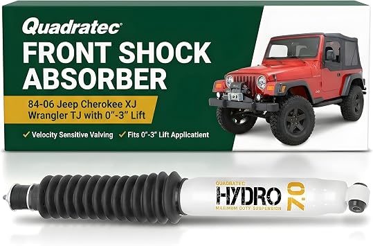 Quadratec Maximum Duty Hydro 7.0 Front Shock Absorber - Fits Jeep Cherokee XJ & Wrangler TJ 1984-2006 with 0" - 3" Lift - For Mild to Moderate Offroad Use - Twin-Tube Hydraulic Shock