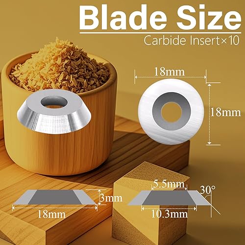 Miniatura 2 de 0.709 in redondo de carburo insertos cortadores cuchillos cuchillas 18 × 0.118 in-30  para torno de carpintería torneado herramientas de acabado 10