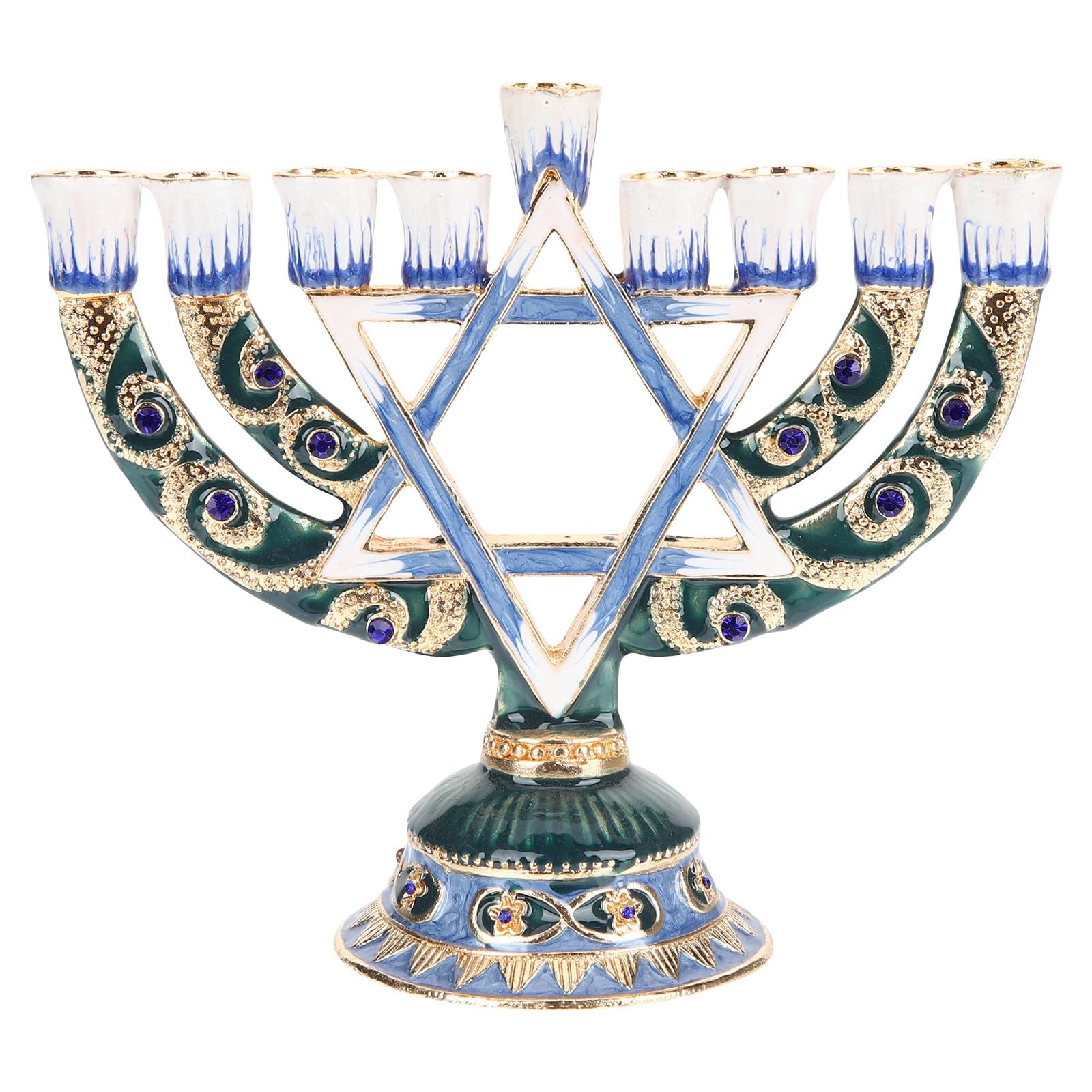 Portacandele Religioso Ebraico a 9 Rami in Lega, Candeliere Retrò per Hanukkah, Centrotavola da Desktop