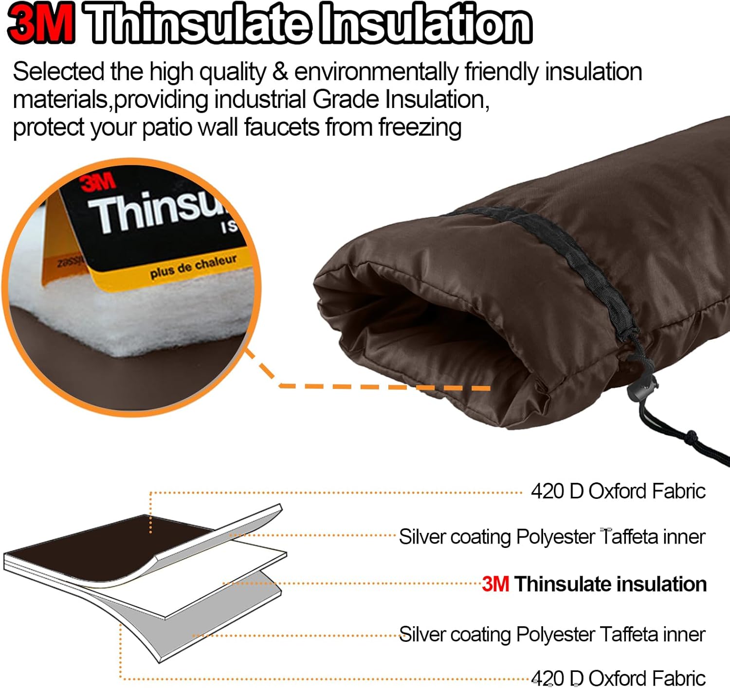 XXL Outdoor Faucet Covers for Winter Bundle with Pipe Insulation Tape