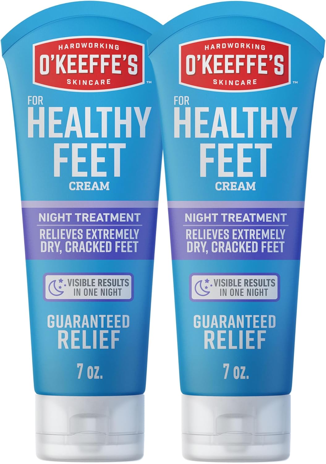 O'Keeffe's for Healthy Feet Night Treatment Foot Cream - 7 oz Tube (2 Pack) - Guaranteed Overnight Relief for Extremely Cracked, Dry Feet, Repairing Skincare, Instantly Boosts and Retains Moisture Levels