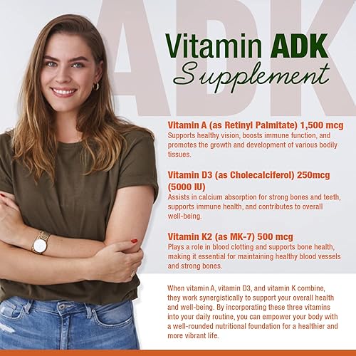 Miniatura 3 de INVITA ADK - Vitaminas A1, vitamina D3 5000 UI y K2 MK7 Suplemento  Formulado por un médico hueso y apoyo del sistema inmunológico  Sin gluten, sin