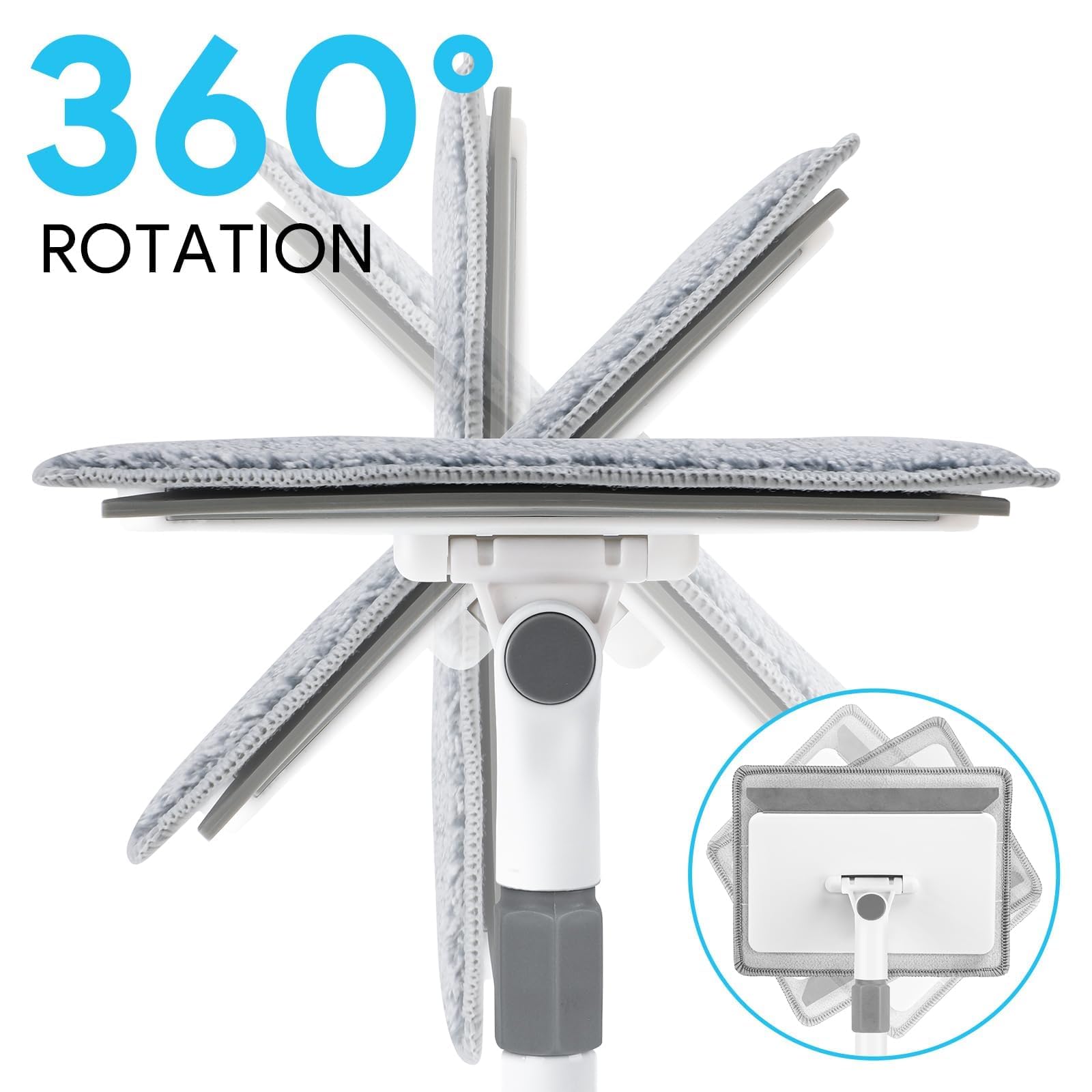 Balai Télescopique Pour Plinthes - Tête Rotative 360°, Manche Ajustable, Tapis Microfibre