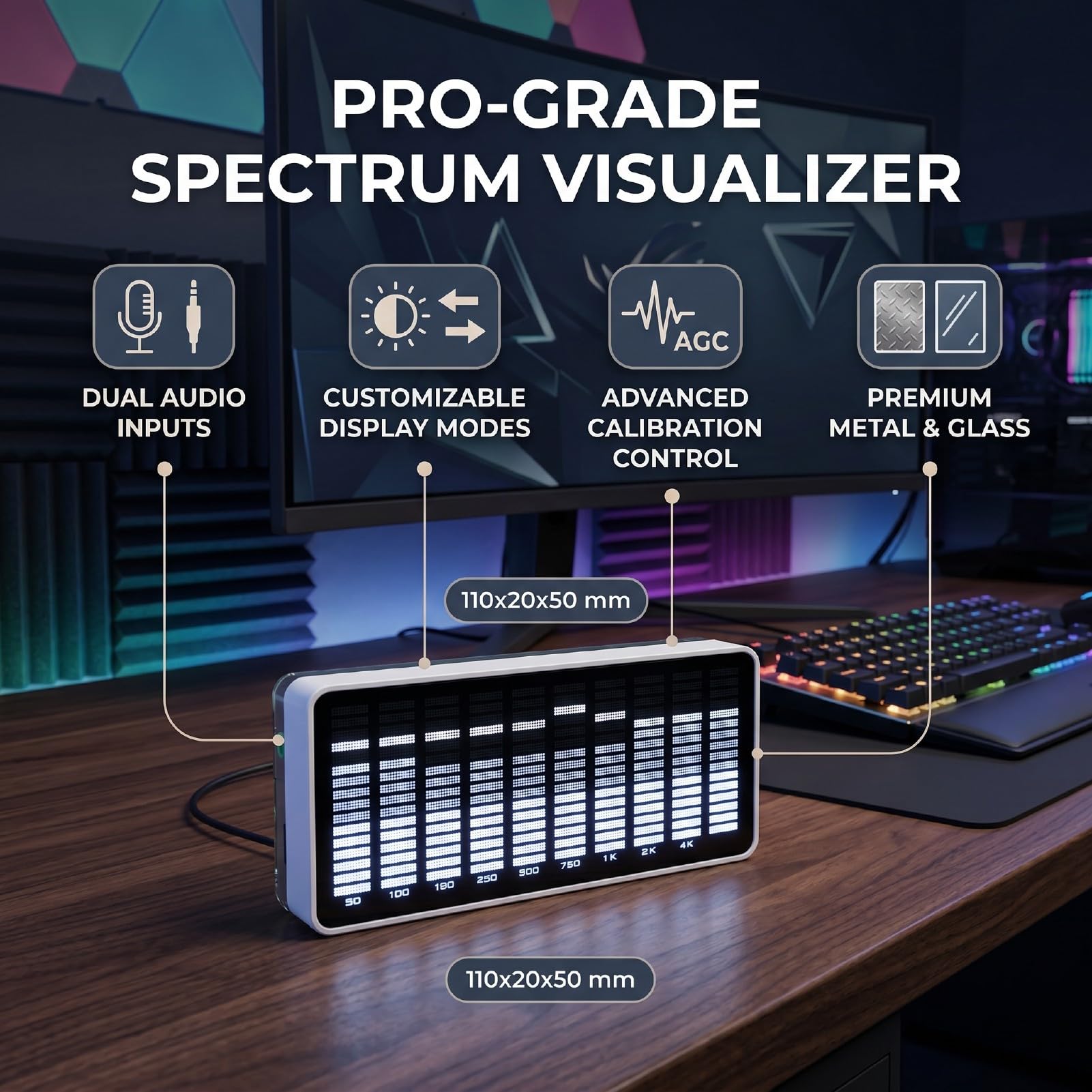 Cuifati Analyzer Muzyczny 384 LED 1624 Segmentowy Wyświetlacz