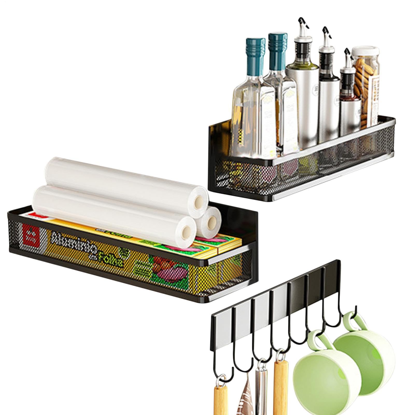 Estante magnético para condimentos, acero al carbono de 12.05 pulgadas, almacenamiento para , estante magnético, condimento de cocina, gancho para cocina, estante de condimentos negro para uso
