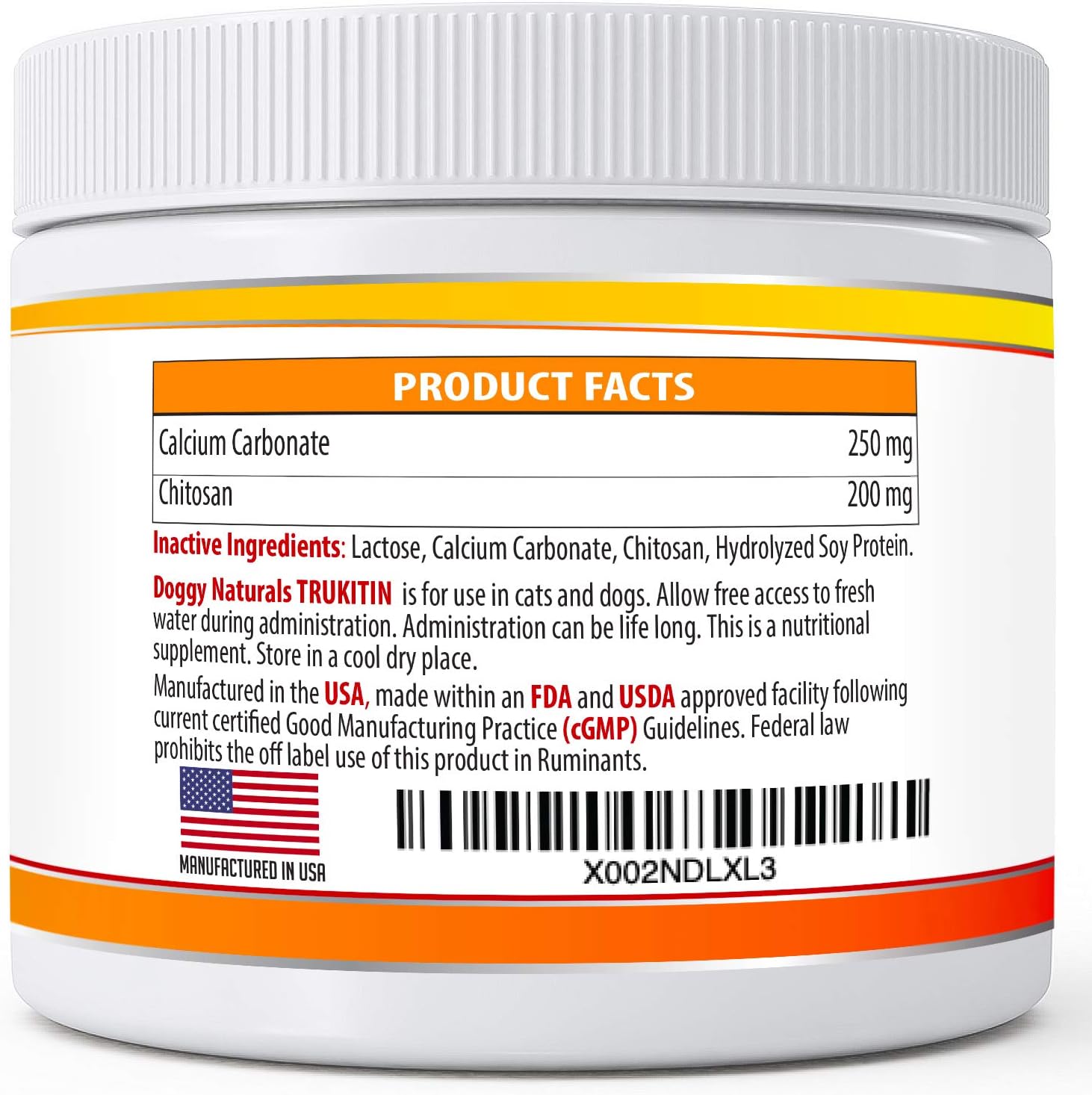 Trukitin Chitosin Based Phosphate Binder for Cats & Dogs – All Natural Human Grade Ingredients for Renal Support Supplement with Calcium Carbonate Oral Powder (Made in U.S.A)