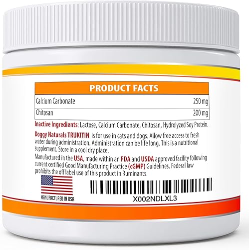 Miniatura 3 de Trukitin - Carpeta de fosfato a base de quitosina para gatos y perros, ingredientes naturales de grado humano para suplemento de apoyo renal con