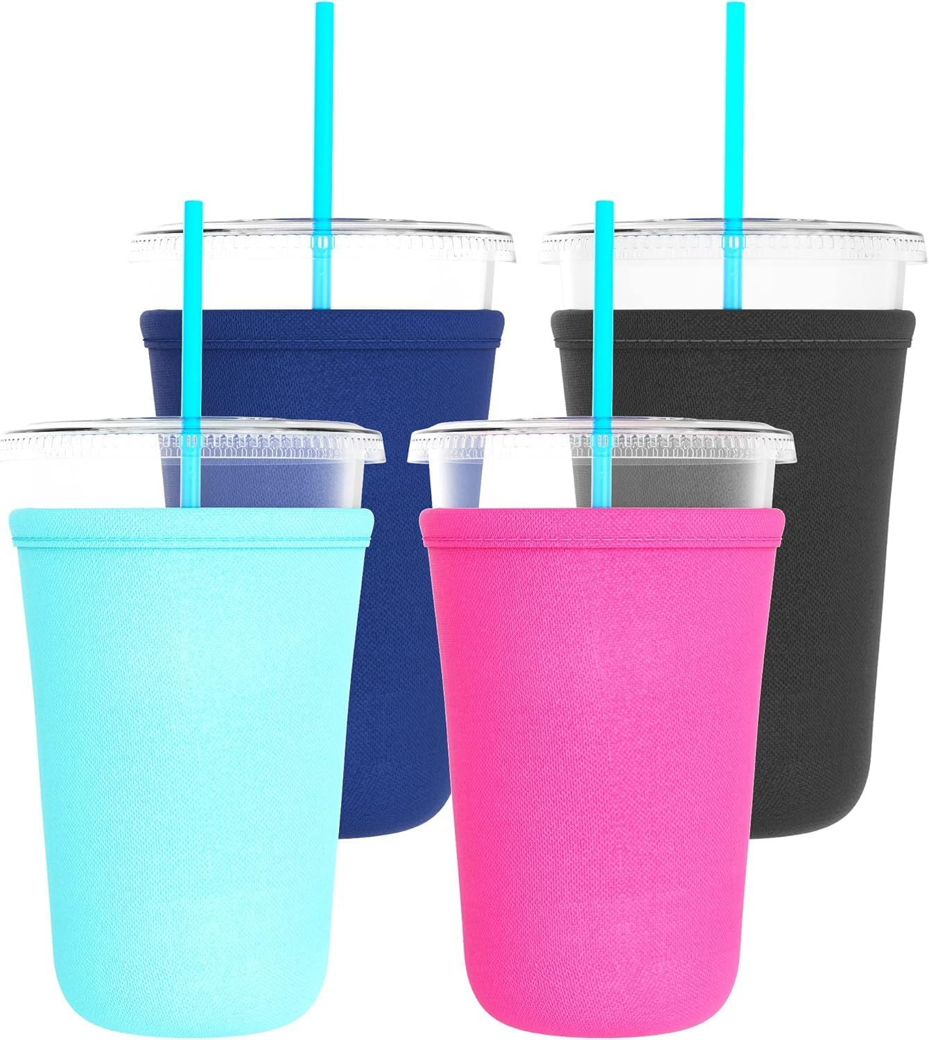 TahoeBay Iced Coffee Cup Sleeves, Medium 22-24 oz, 4-Pack, Multicolor
