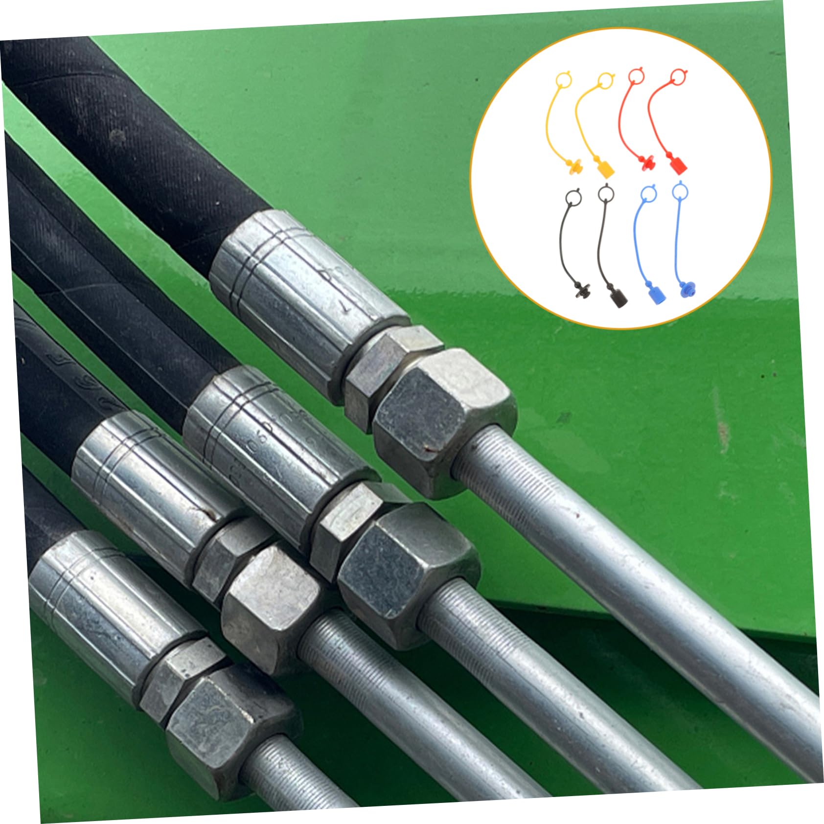 4 Satz Kunststoff Staubschutz Hydraulikkupplung Abdeckungen mit Integrierter Sicherungsfeder und Sicherer Befestigung für Hydraulische Schnellkupplungen