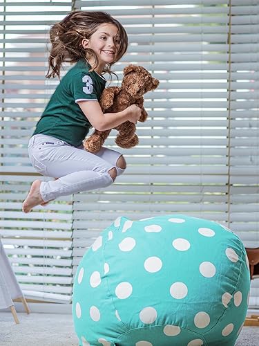 Miniatura 135 de WEKAPO - Puf con cremallera para guardar juguetes de peluche, hecho de lona de algodón de alta calidad, extragrande de 38 pulgadas, ideal para los