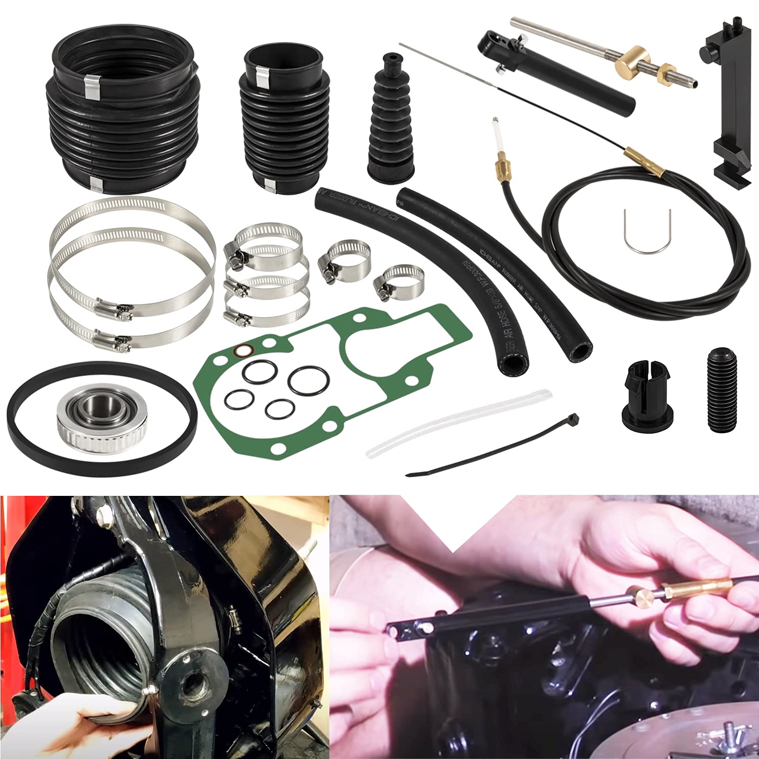 Transom Seal Repair Kit with Lower Shift Cable Replacement Kit 30-803097T1,865436A02 for Mercruiser R, MR, Alpha One Gen 1 1983-1990 sterndrives.
