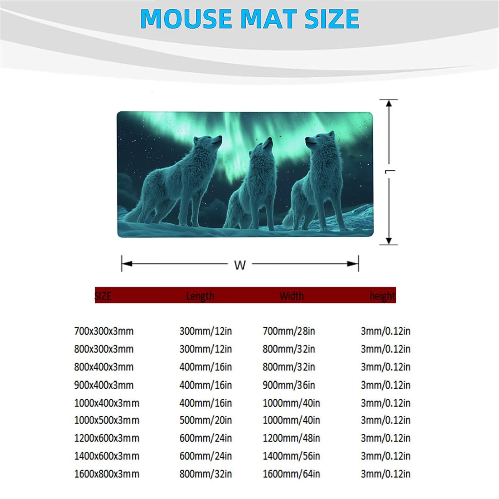 Podkładka pod mysz XXL 1600 x 800 x 3 mm Lmperméable i odporna na zerwanie podkładka pod mysz Aurora z podkładką pod mysz z antypoślizgową gumową podkładką, podkładka pod mysz poprawia recykling do
