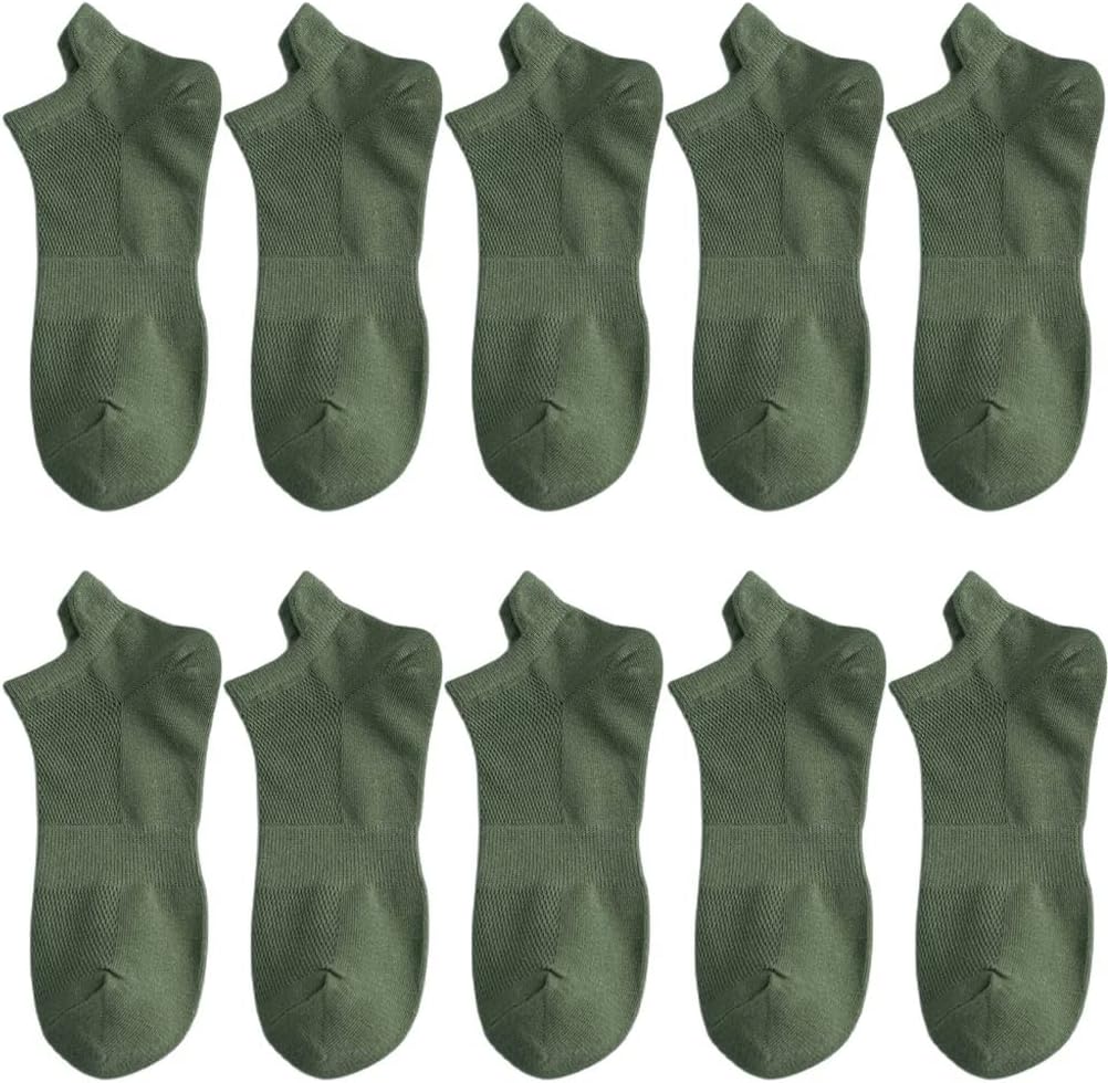 10 Pairs Men's Cotton Mesh Ankle Socks Short Mouth Boat Socks Men's Socks All Matching Socks(E)