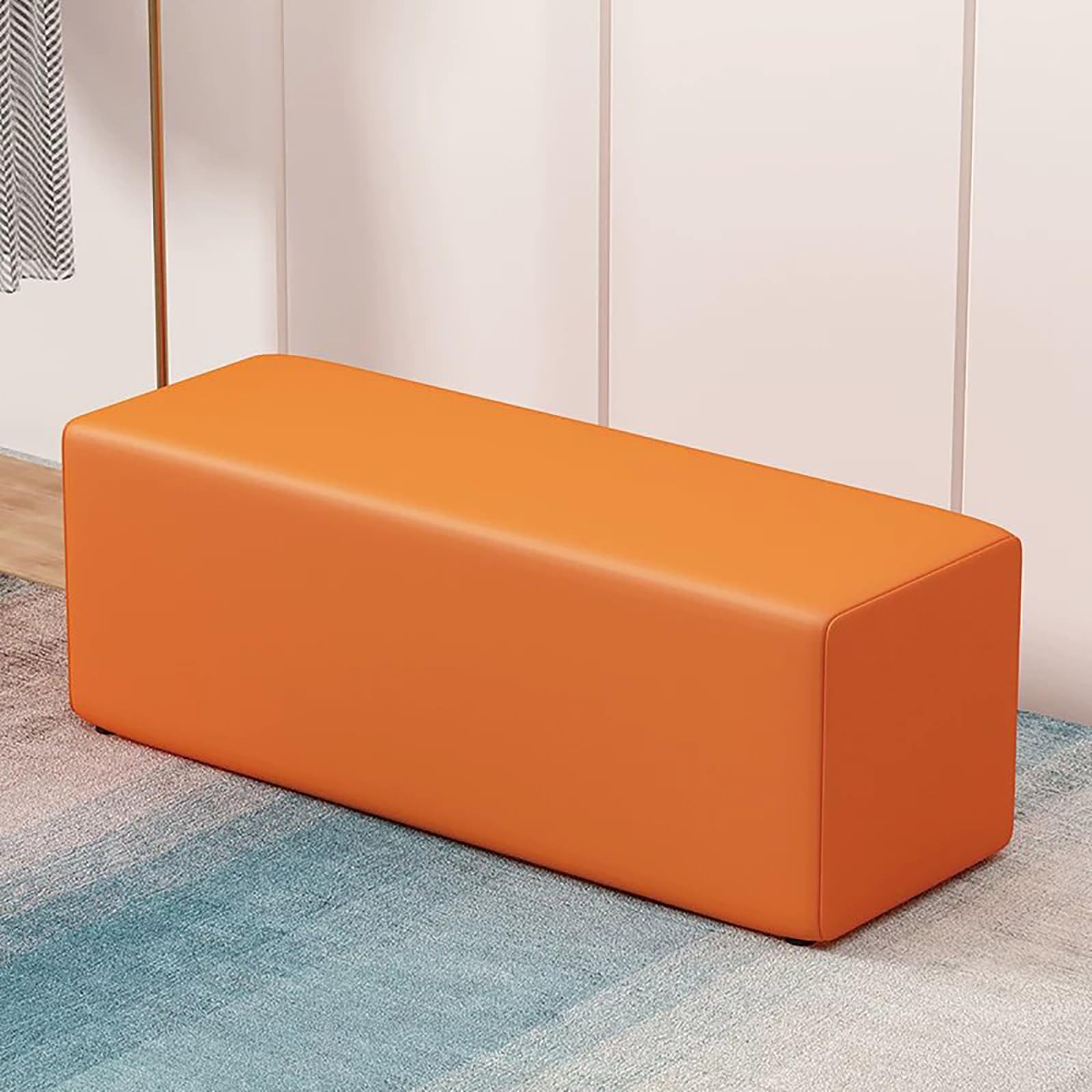 Banco de sala de espera, banco de recepción tapizado de piel sintética, banco de asiento de tienda minorista otomano para salón de belleza, barbería, conferencia, dormitorio, capacidad de carga de 400