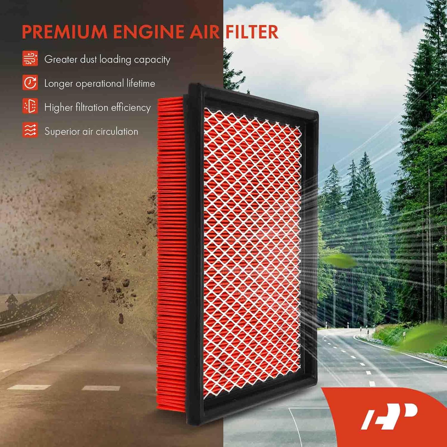 A-Premium 2-PC Pre-oiled Engine Air Filter Compatible with Chevrolet Malibu, Corvette, Lumina & Buick Regal & Cadillac XLR & Oldsmobile Aurora & Pontiac Grand Prix & Saturn Relay
