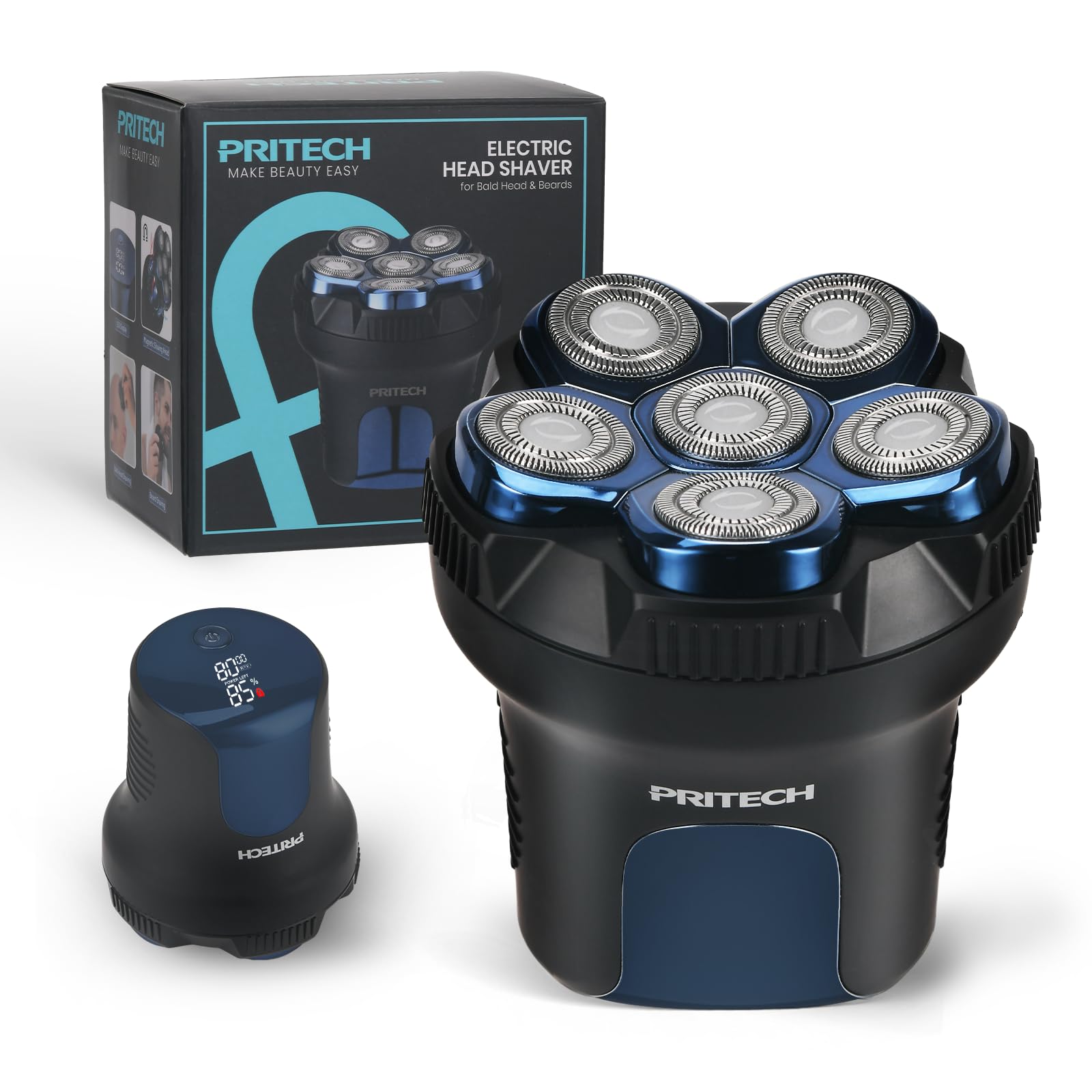 PRITECH Head Shaver for Bald Men - Effortless 6D Floating Shave Electric Head Shavers for Men Bald Head
