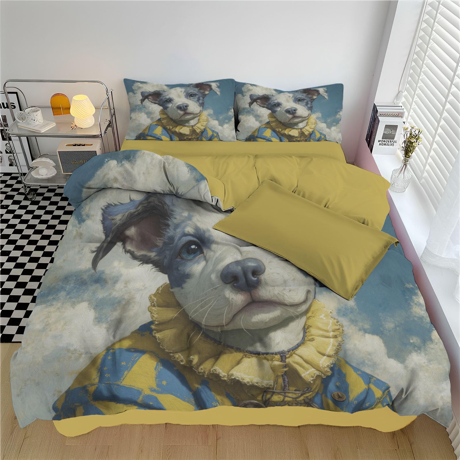 Parure de lit 240x260cm portrait de chien housse de couette microfibre