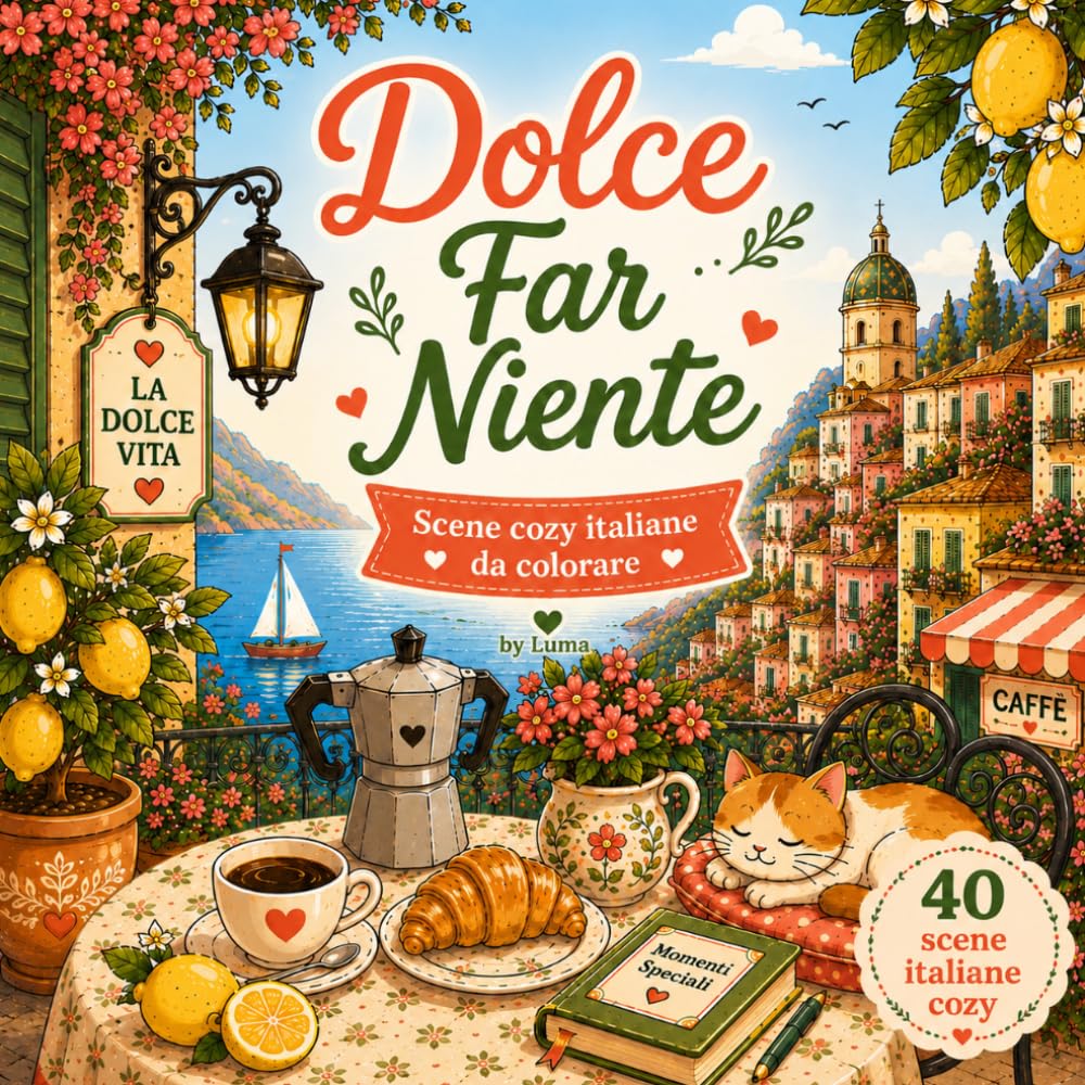 dolce far niente: scene cozy italiane da colorare
