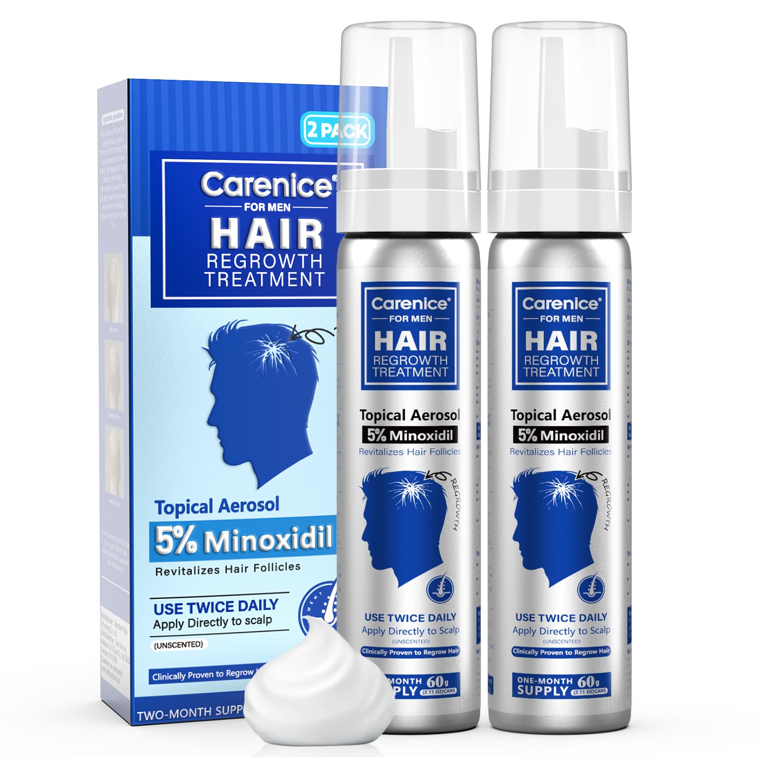 5 Topical Minoxidil Foam Aerosol Minoxidil for Men Infused with Biotin Hair Growth Treatment Supports Thicker and Fuller