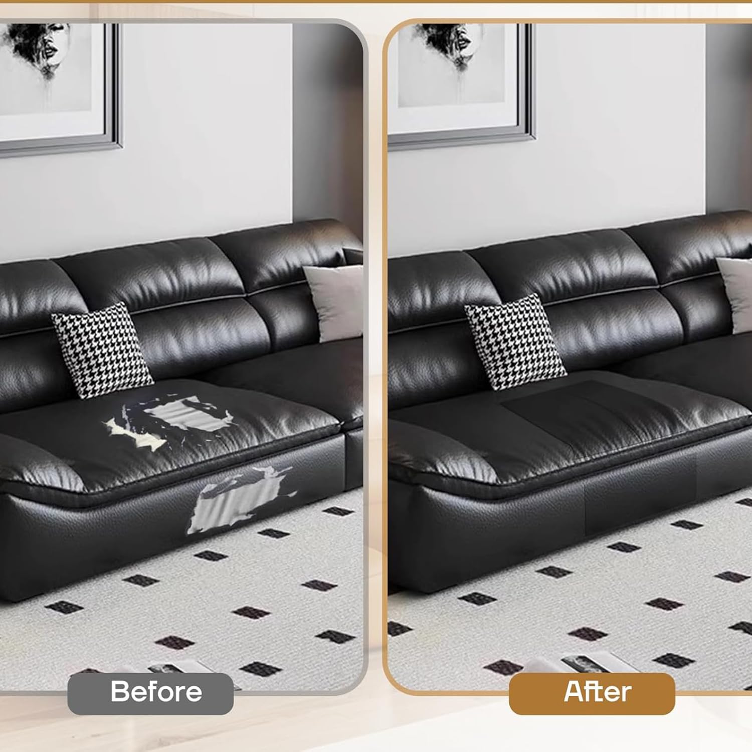 Parche de Cuero, 43 x 200cm, Parches Polipiel, Parches para Sofa Polipiel, Cuero Adhesivo, para Reparación y Renovación de Muebles, Sofás, Asientos de Coche, Cabeceras y Bolsos (Negro)