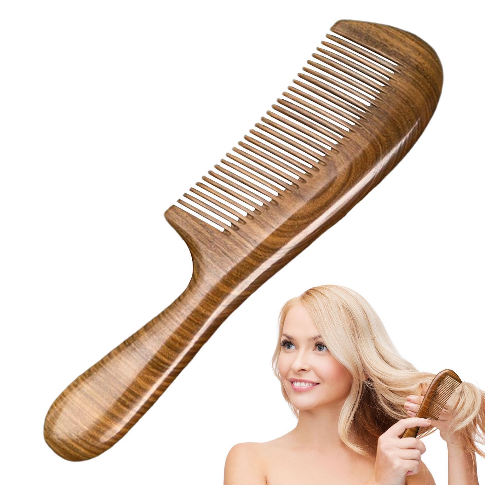 Sandelholzkamm, Haarkamm aus Holz - Antistatischer handgefertigter | Haarkamm aus Holz - Entwirrungskamm Sandelholz, Haarstyling-Werkzeuge für Damen, Kopfhautmassagegerät für (A)