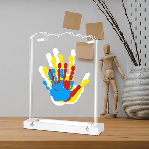 Kit de adornos de huellas de manos familiares con luz nocturna, regalos personalizados para bebés para nuevos padres, regalos familiares de