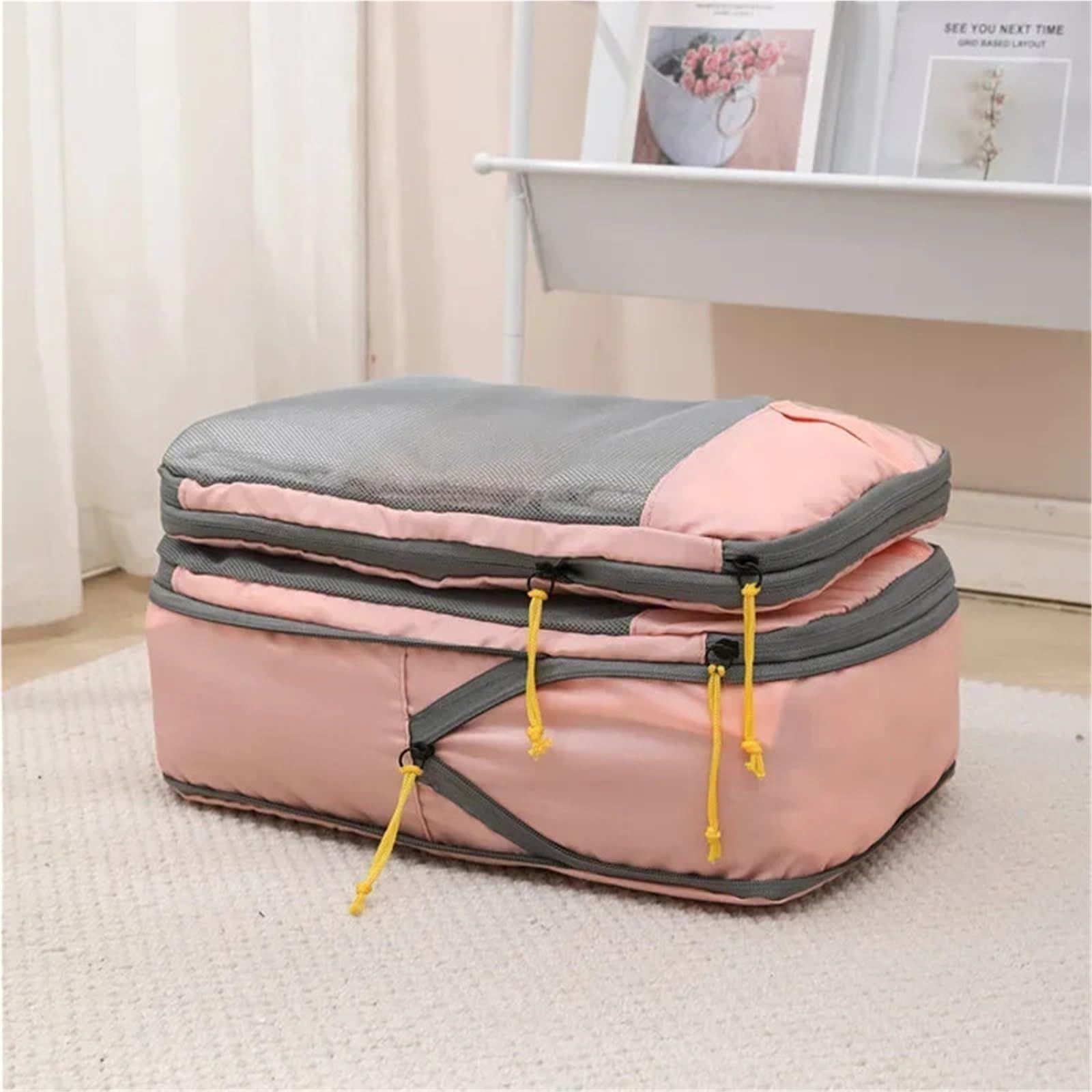 Bolsa organizadora de viaje compresión 3 piezas, plegable, impermeable, for guardar ropa interior, multifuncional, portátil Organizadores para maletas(Dark blue)