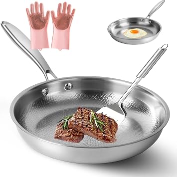 Titanium Pan 12, 2026 Upgrade to 100% Non-toxic titanium skillet with lid, Extreme Heat-Resistant & Lasts a Lifetime 11.81in, No Lid