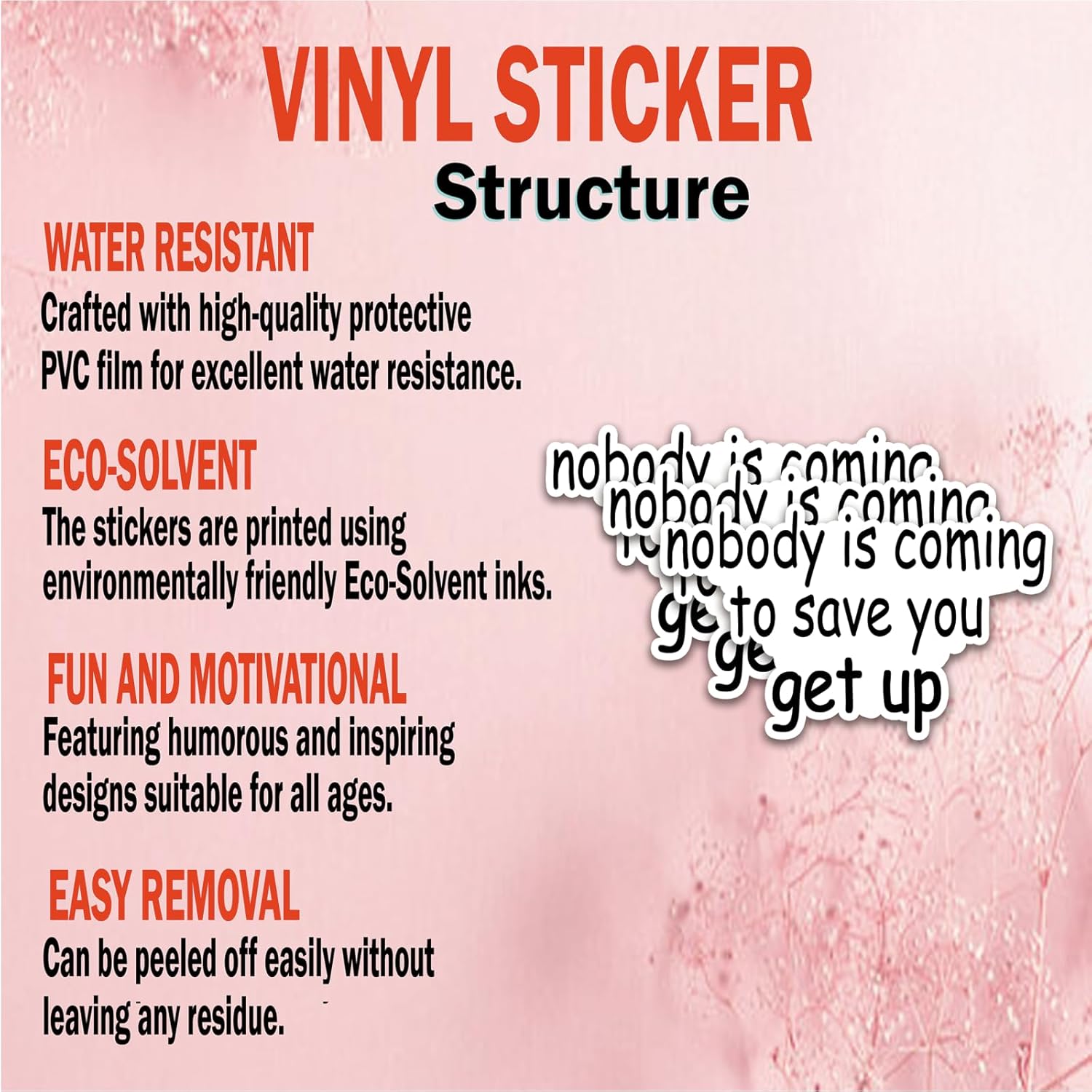 (3Pcs) Nobody is Coming to Save You Get Up Sticker Motivational Quotes Stickers Decal Waterproof Vinyl Stickers Adult for Laptop Kindle Car Tumbler Water Bottle Mug Phone Notebook Helmet Size 3”x1.9” - Image 5