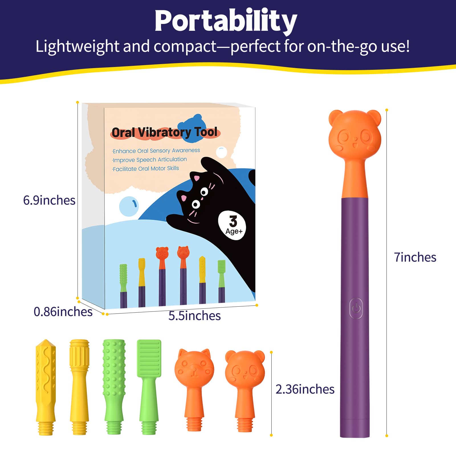 Kit de soutien de la parole et de l'alimentation : stimulation orale motrice avec 6 têtes texturées douces pour la force musculaire et l'amélioration de la phonation - Violet