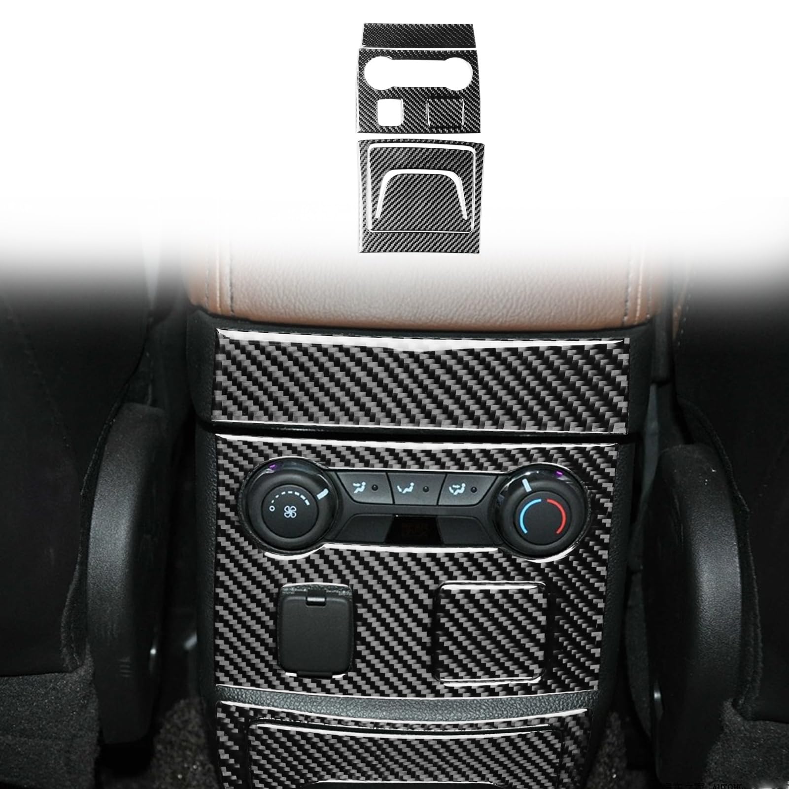 Real Premium Carbon Fiber Compatible with Ford Explorer 2011 2012 2013 2014 Accessories Car Rear Control Panel Cover Sticker Decals Interior Trim