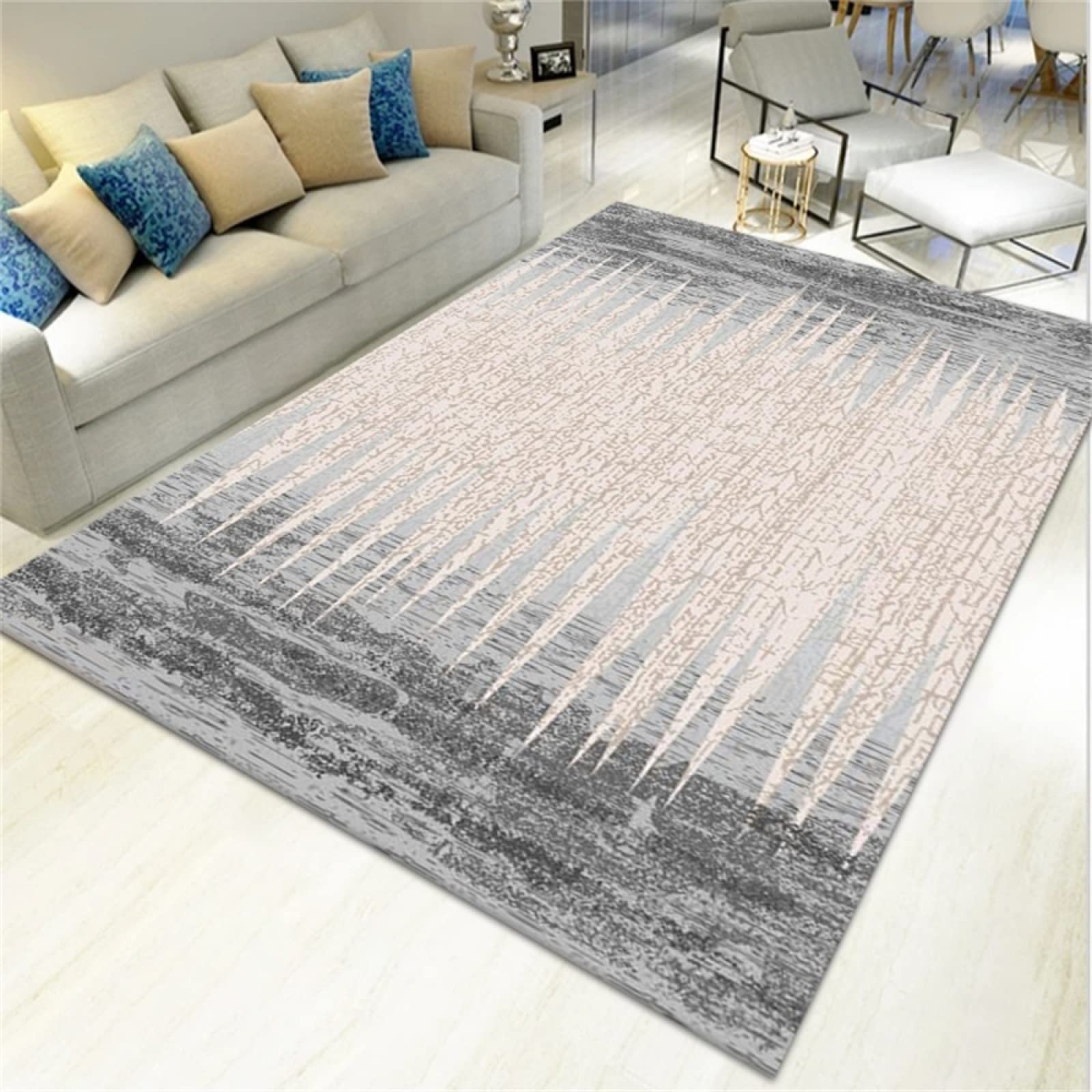 Tapis salon moelleux gris 100x200cm antidérapant et moderne
