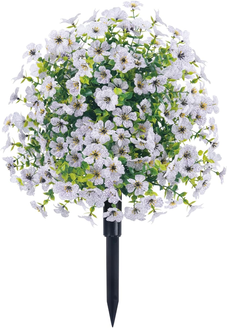 24 Inch Artificial Flower Garden Stake with Realistic Blossoms - Durable Plastic Ground Spike for Outdoor Decoration, Weatherproof & Fade-Resistant Design, Low Maintenance Garden Decor (Blue)