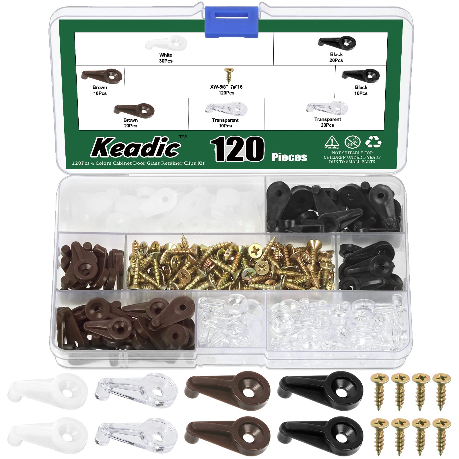 Keadic Glashalter-Clips Set – 240 Stück Mit Schrauben Für Schranktüren & Spiegel