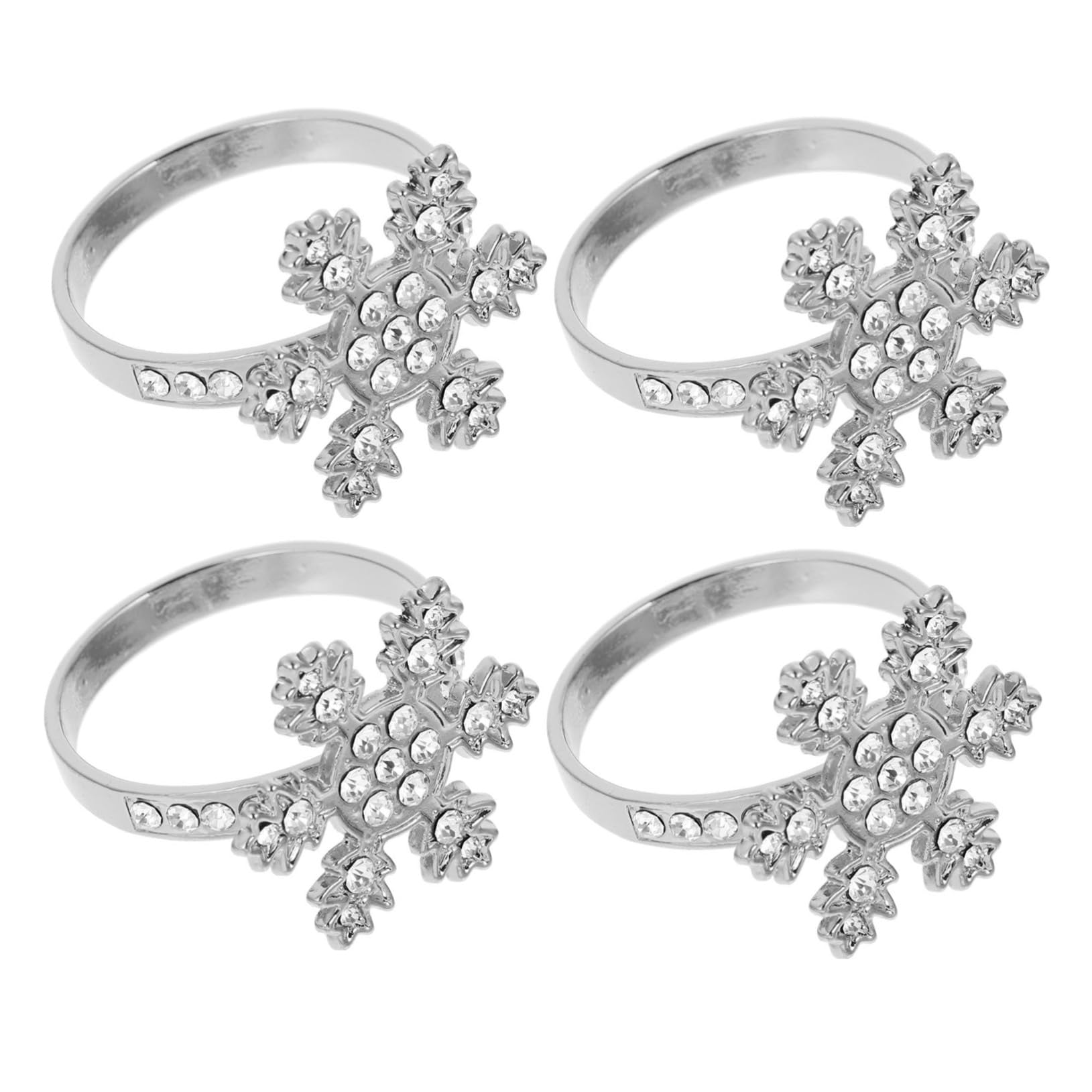 OUNONA 16stücke Weihnachts-Schneeflocken Serviettenringe Mit Strass Eleganter Napkin Holder Für Festliche Tischdekoration Für Weihnachten Und Besondere Anlässe Silberfarben